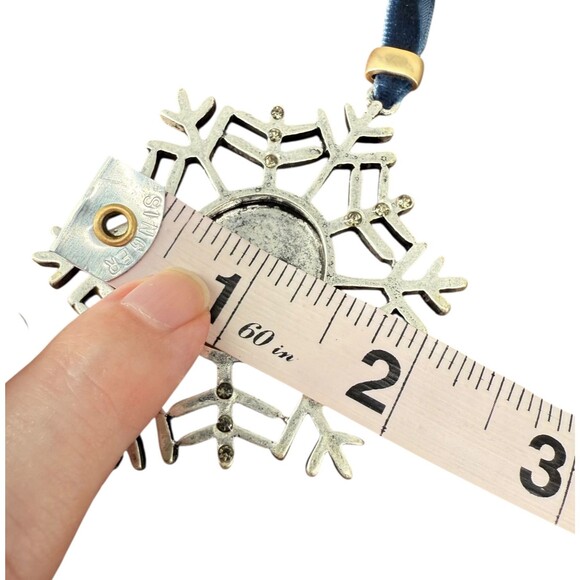 J. Jill Snowfall Photo Ornament Snowflake Silver Tone Velvet Ribbon Keepsake NWT - Picture 10 of 10